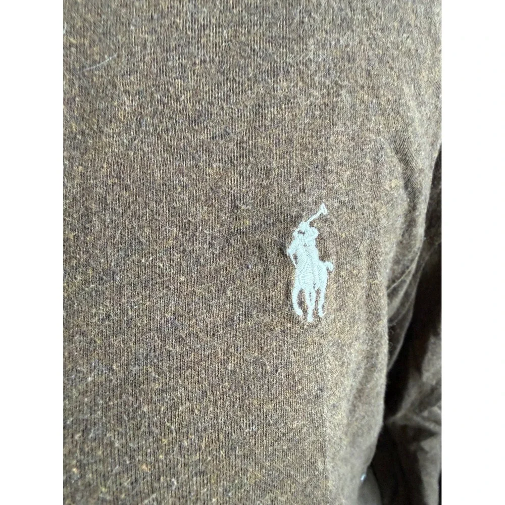 Polo Ralph Lauren Mens Long Sleeve T-Shirt Brown Heathered Pony‎ Logo Large